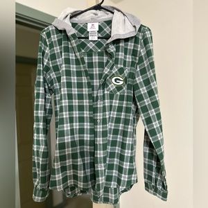 Green Bay Packer hooded flannel